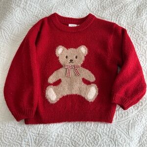 Zara Red Teddy Bear Knit Sweater 2 years